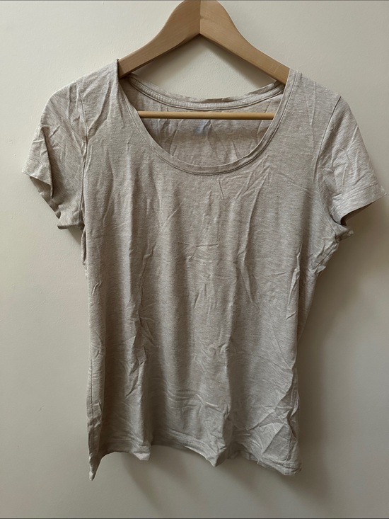 Lands' End Tops - Lands' End Lightweight Scoop Neck Tee - Light Beige